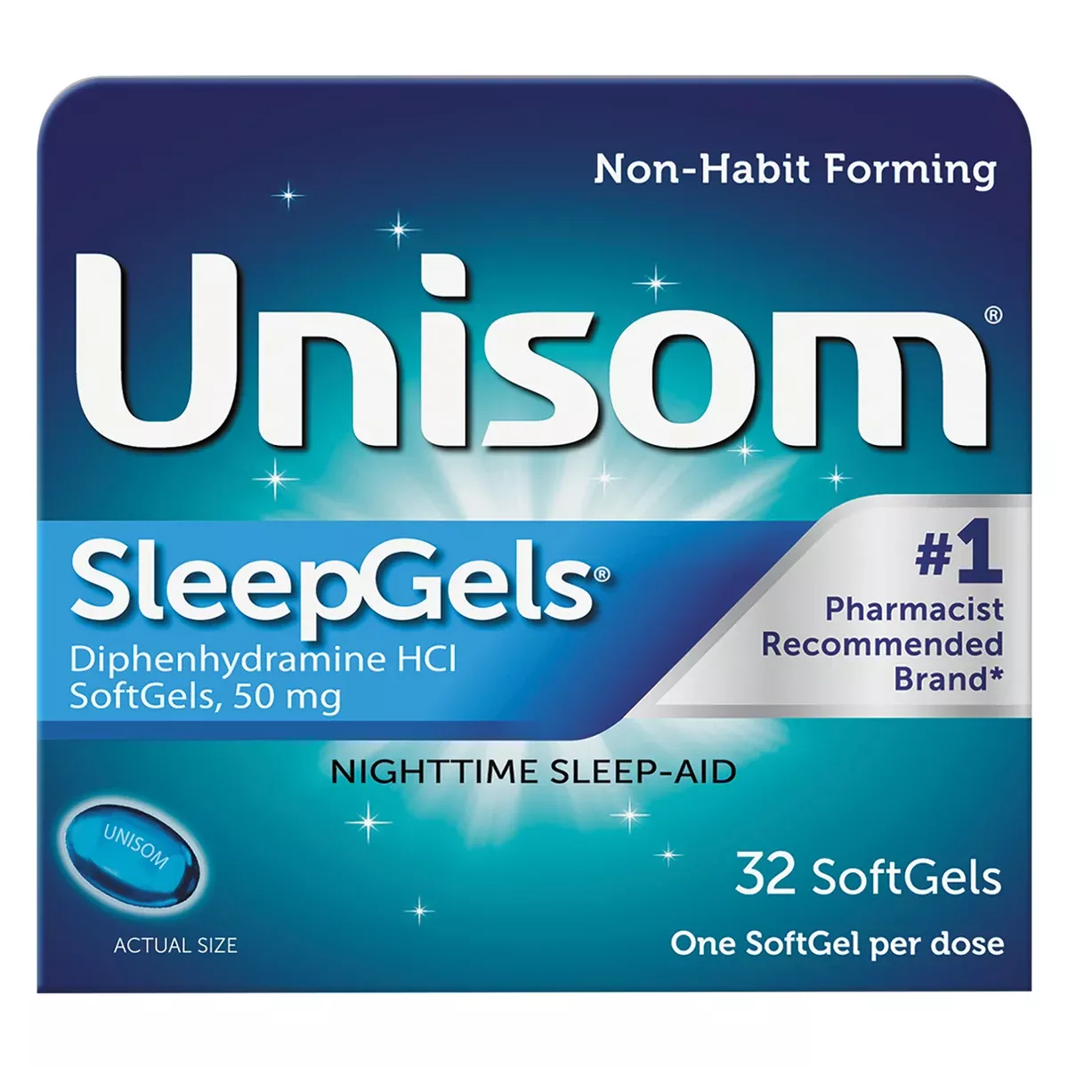Unisom SleepGels 50 mg Sleep Aid Gelcap, 32 EA