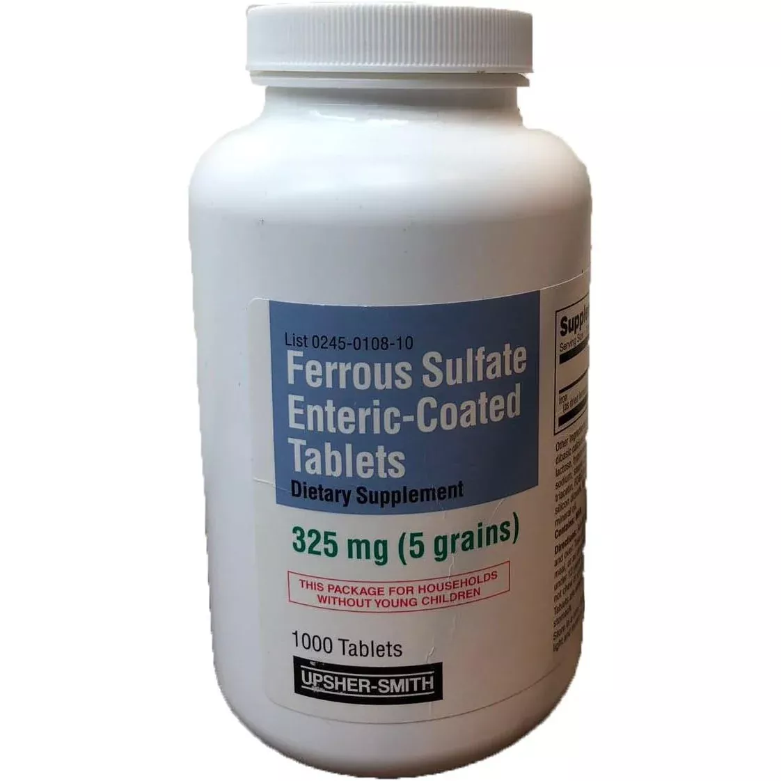 Upsher-Smith Ferrous Sulfate Enteric-Coated 325 Mg – 1000 Tablets