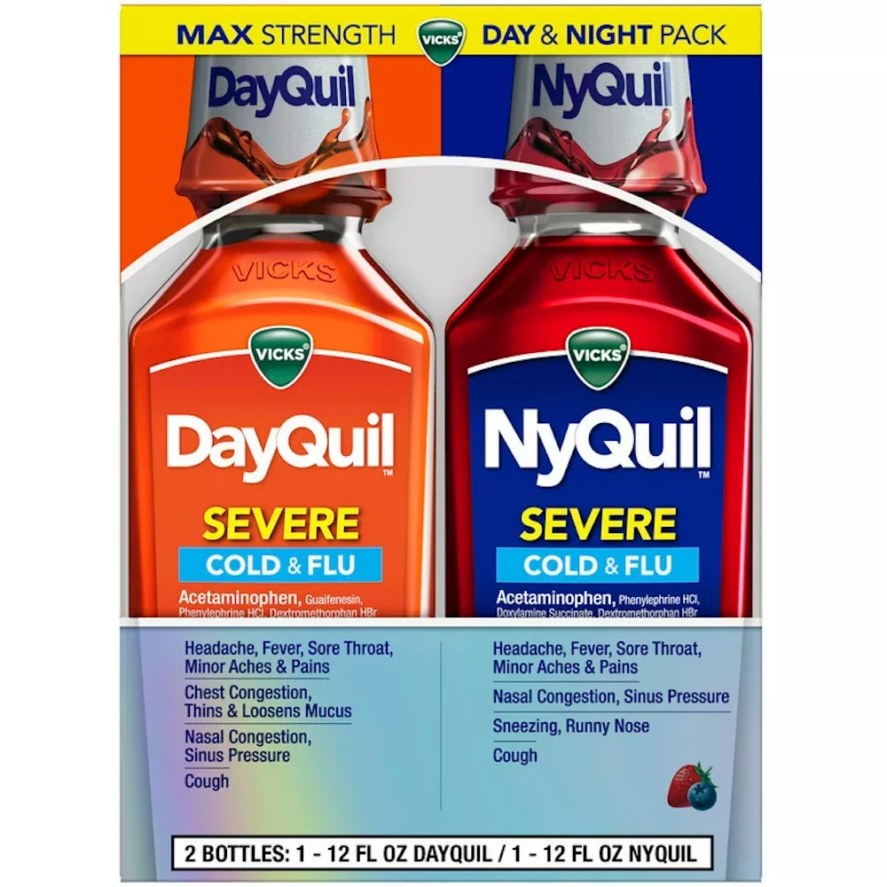 Vicks DayQuil™/NyQuil™ Severe Cold & Flu Liquid, 12 oz x 2-Pack