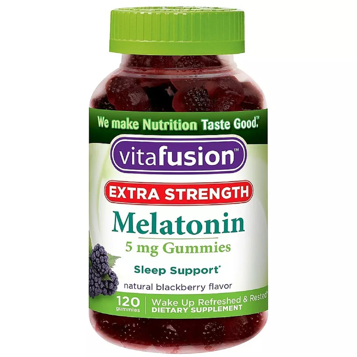 Vitafusion Extra Strength Melatonin 5 Mg Gummies Natural Blackberry Flavor 120 ct
