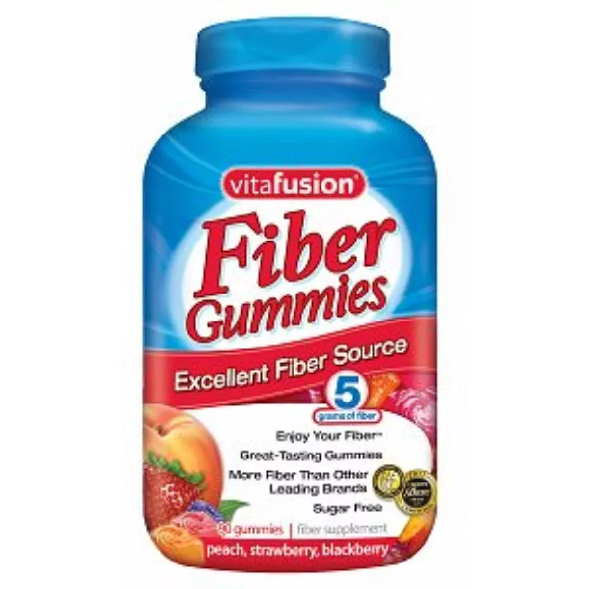 Vitafusion Fiber Well Sugar Free Gummies Peach, Strawberry & Berry Flavors