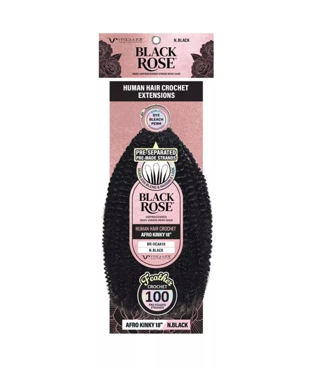 Vivica A Fox Black Rose Human Hair Crochet Extension Afro Kinky 18″
