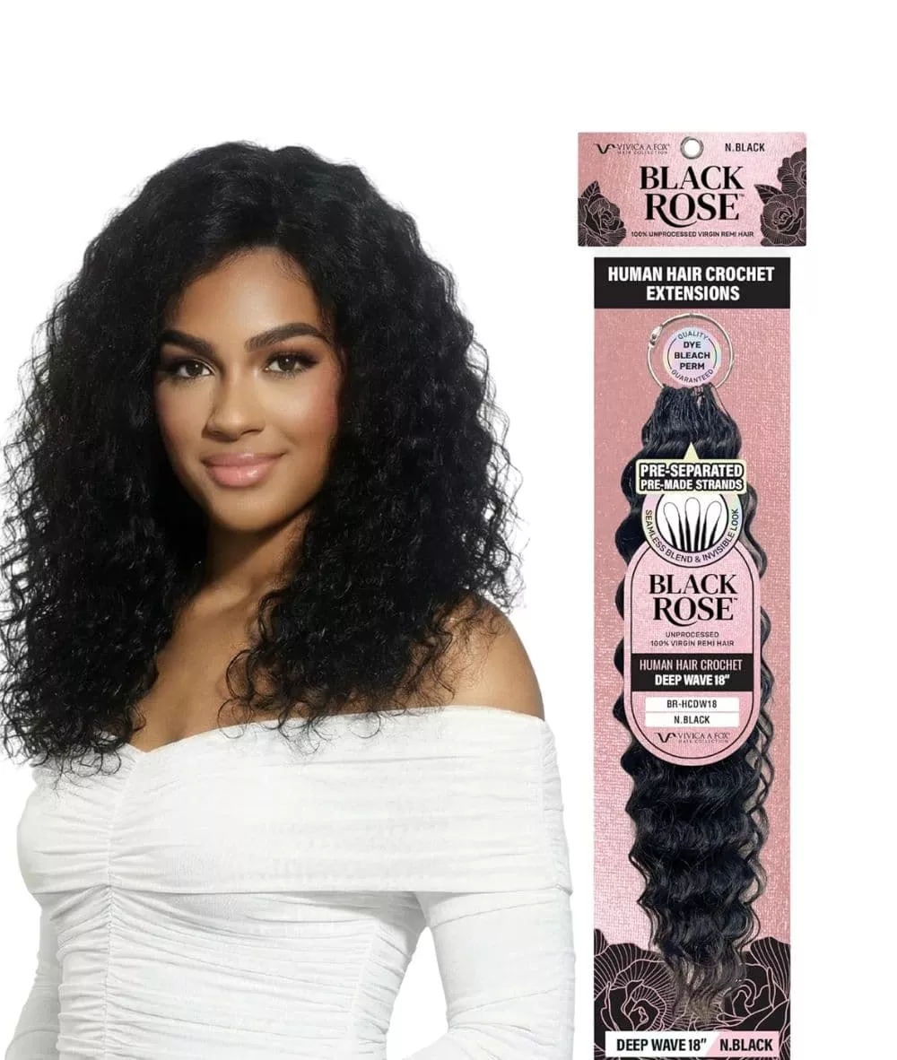 Vivica A Fox Black Rose Human Hair Crochet Extension Deep Wave 18″