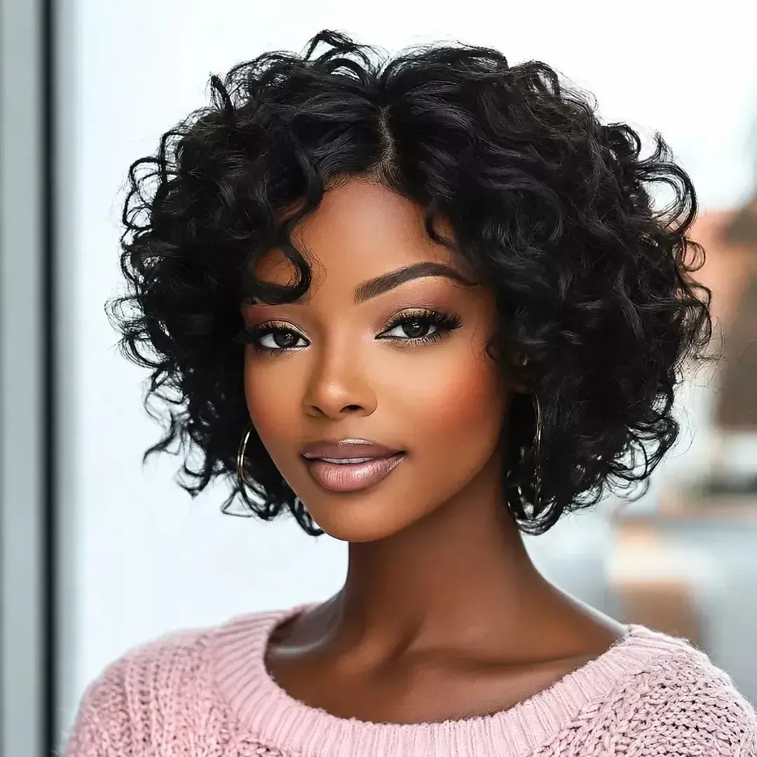 (Wadjet) Body Wave Pixie Cut Human Hair Lace Wig, Short Brazilian Style with Baby Hair