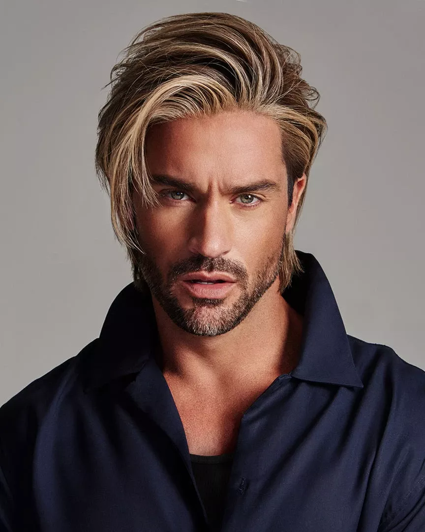 Wigs For Men Daring | Average/Large Men’s Lace Front & Monofilament Part Synthetic Wig By HIM