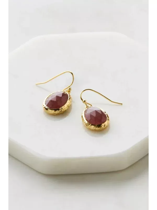 Zafino Lucy Earrings Strawberry Quartz & Gold