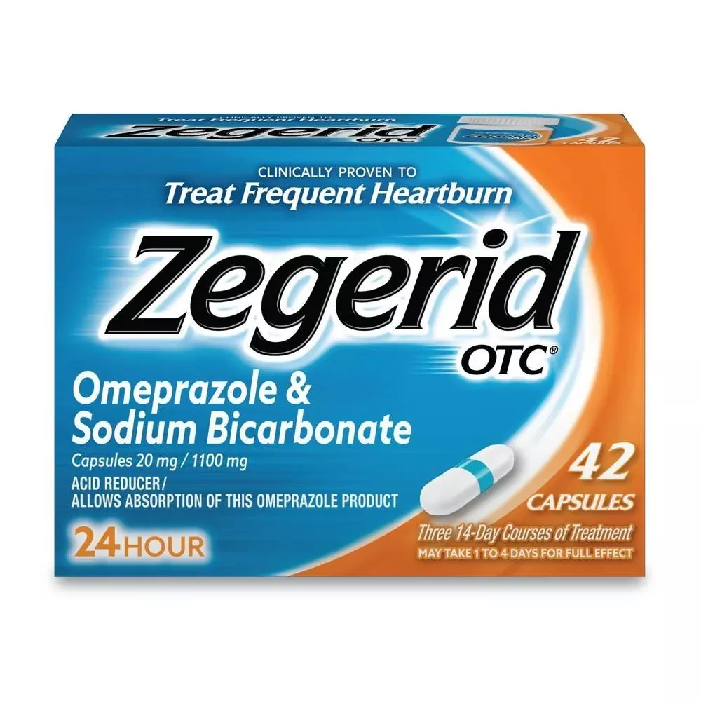 Zegerid OTC Omeprazole 20mg And Sodium Bicarbonate Acid Reducer For Frequent Heartburn Capsules – 42ct
