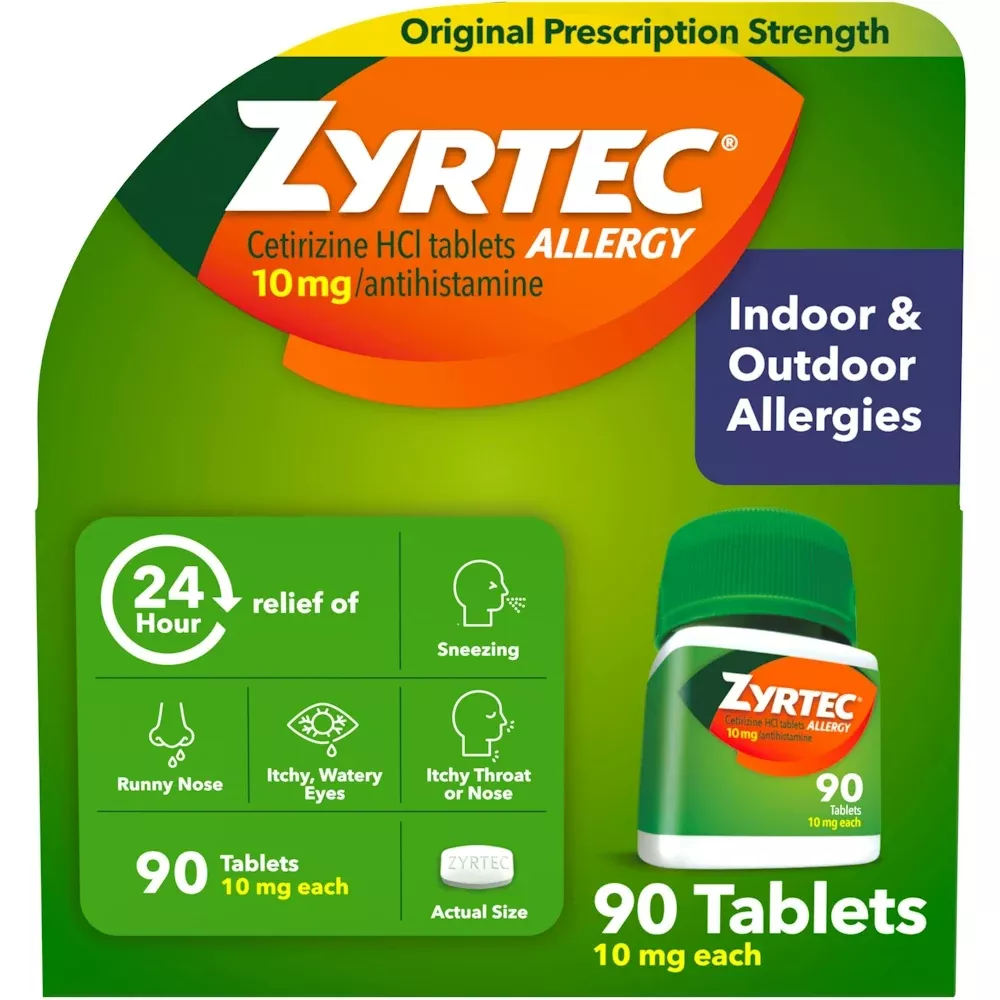 ZYRTEC 24 Hour Allergy 10 mg Tablet, 90 EA